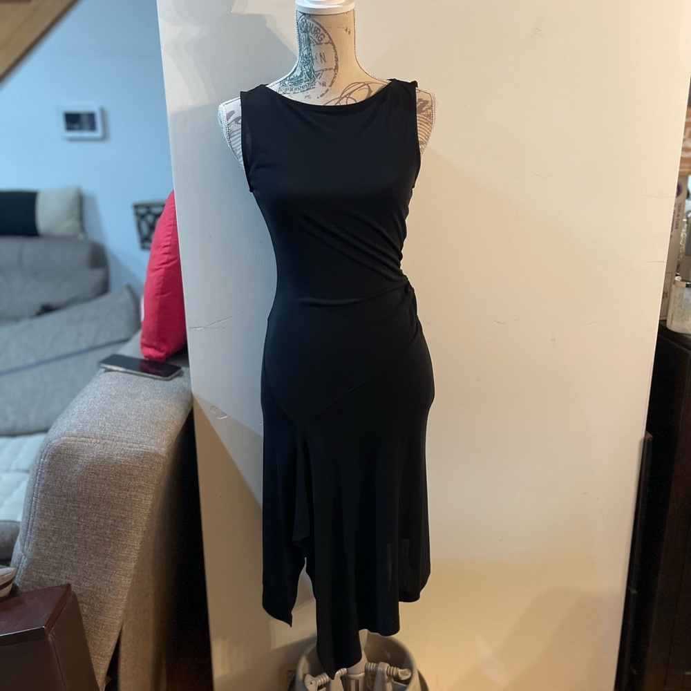 Diane Von Furstenberg Black Asymmetrical Midi Dress